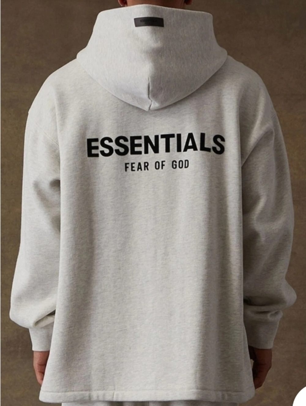 Fear of God ESSENTIALS Light Gray Pullover Hoodie with Black Logo